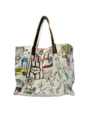 Brighton Multicolor Canvas Shoulder Bag Handbag Beach Tote Carry On Travel Purse